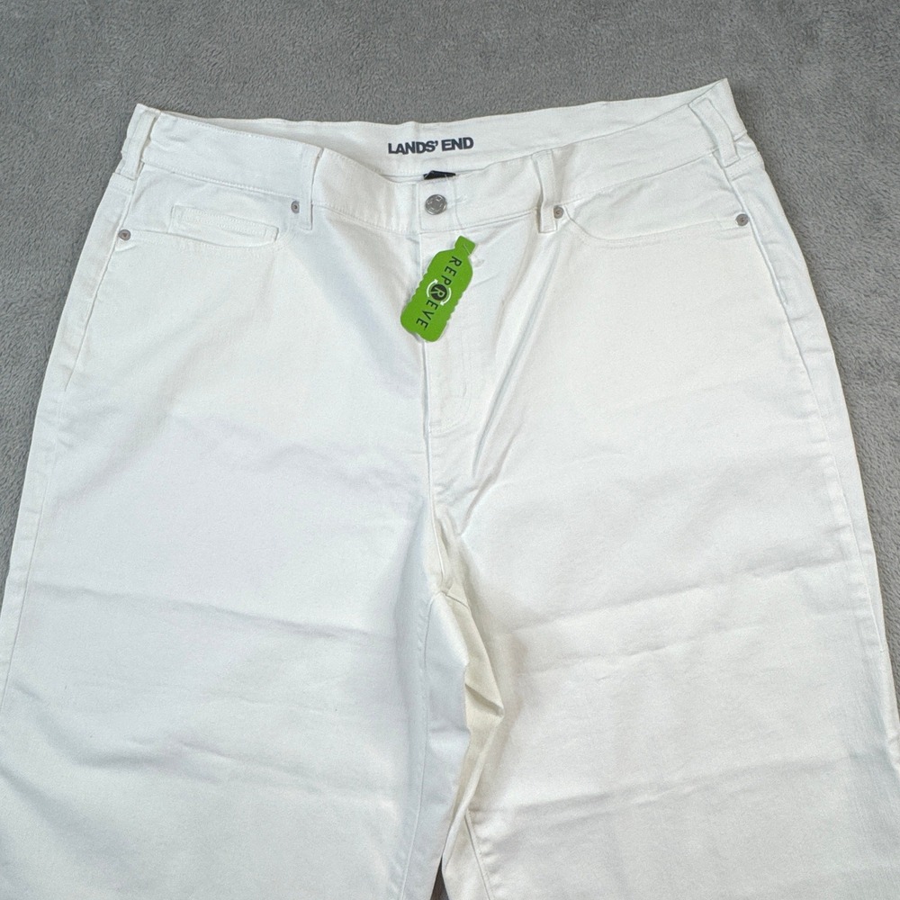 NWOT Lands' End Crop Pants Women 22W White Wide Leg Denim Repreve - Picture 2 of 12